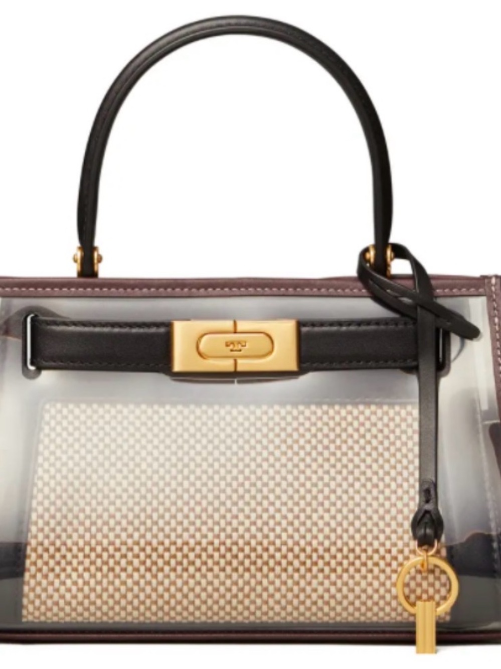 Tory Burch Bag with Black Trim and Beige Insert- optional shoulder strap
